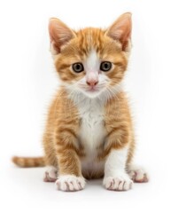 Wall Mural - A Fluffy Ginger Kitten Posing with Innocence - Generative AI