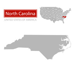 Wall Mural - United States of America, North Carolina state, map borders of the USA North Carolina state.