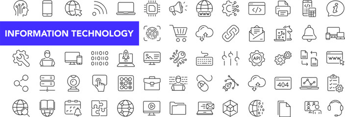Aufkleber - Information technology icon set with editable stroke. IT and Programming thin line icon collection. Vector illustration