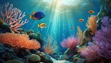 Fototapeta Fototapety do akwarium - pretty coral reefs and fish in the sea