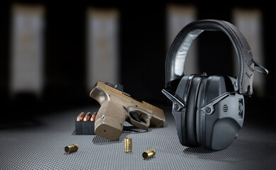 Sticker - Pitol and  ammo with hearing protection