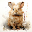Watercolor Angora Rabbit, clipart Illustration, Generative Ai