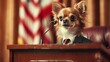 © AIExplosion - Chihuahua dictator in a suit giving a speech. The concept of politics and dictatorship.