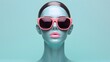 Mannequin Head With Sunglasses on Turquoise Background