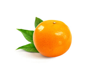 Wall Mural - tangerine or mandarin fruit with leaves, transparent background