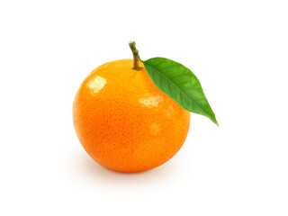 Wall Mural - tangerine or mandarin fruit with leaves, transparent background