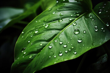 Poster - Leaf with water droplets on it