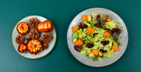 Wall Mural - Autumn salad with pumpkin and beets.