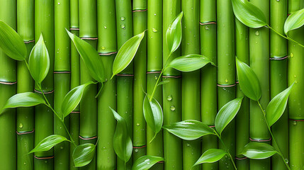 Wall Mural - bamboo background close up сreated with Generative Ai