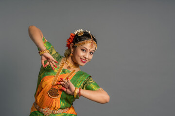 Indian woman dancing Classic Indian Dance 