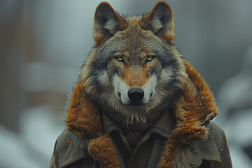 Poster - an anthropomorphic figure donning a wolf's head, signifying teamwork and collaboration in a professi