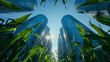 A perspective shot looking up at the towering silos from within a dense cornfield, illustrating the scale of agricultural infrastructure, with copy space