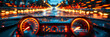 High Speed Achieved Speedometer Display on Blurred Background,
Inside car with bokeh lights from traffic on night time for background

