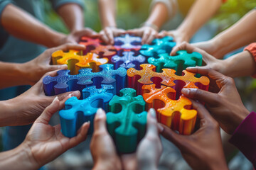 Poster - a diverse team engaged in a team-building activity, promoting camaraderie and cohesion within the or
