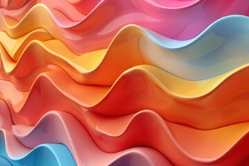 Poster - Abstract 3d background colorfull wavy wall