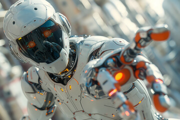 Poster - A futuristic AI-powered robot performing complex tasks with precision and efficiency. Concept of robotic intelligence. Generative Ai.