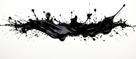 Poster - A black ink splash on a white background resembles a monochrome painting, with a gestural slope suggesting a tree in a monochromatic landscape