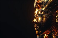 Pharaoh Tutankhamuns Golden Death Mask On Black Background