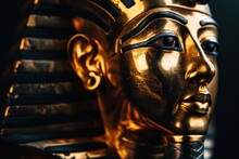 Pharaoh Tutankhamuns Golden Death Mask On Black Background