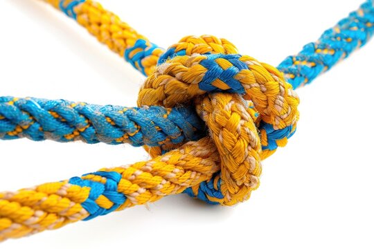 two ropes of different colors tied into a knot