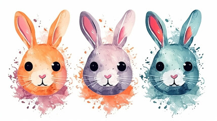 Wall Mural - happy easter rabbit or bunny and easter egg , greeting card, copy text space
