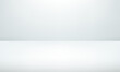 Empty white studio room background.  White and Gray background with light effects. Clean design for displaying product. Vector illustration.