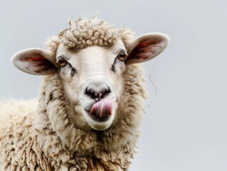 Wall Mural - Sheep portrait showing white solid background