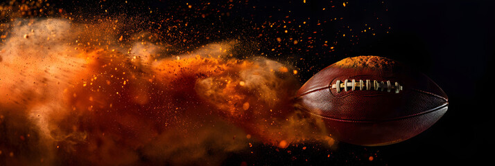 Wall Mural - American football, rugby ball on abstract background in splashes