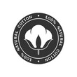 Cotton graphic icon. Stamp 100% natural cotton sign isolated on white background. Logo template. Vector illustration