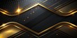 Abstract metallic black and golden overlapping layers on dark background. Graphic concept for your design