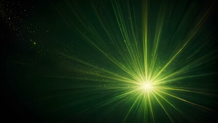 Wall Mural - Asymmetric green light burst abstract beautiful rays of lights on dark green background 