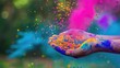 Colorful Rainbow Confetti in Mid-Air. Fictional character created by Generated AI. 