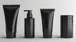 Blank black cosmetic tube mockup, Clear plastic container for cream, gel, lotion, lotion, shampoo, shower gel, foundation, cream or lotion