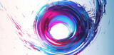 Fototapeta  - Vibrant abstract circular design in blue tones with dynamic lines and splashes