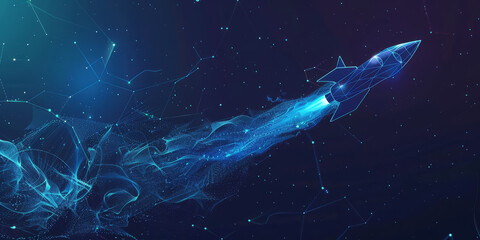Wall Mural - futuristic rocket soaring towards the starry sky, concept of space exploration
