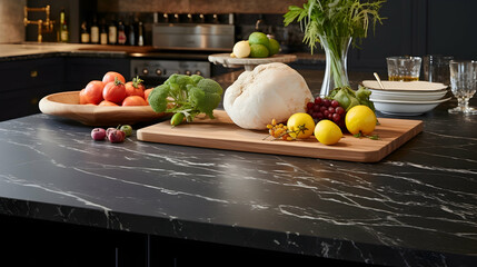 Wall Mural - A close-up of a marble kitchen counter