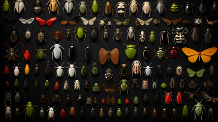 Wall Mural - A collection of images featuring diverse insect species,