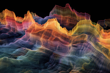 Poster - Surreal colorful landscape inspired by Grand Canyon. rock formations. Abstract colorful background image. Created with Generative AI technology