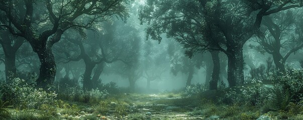 Wall Mural - Misty forest