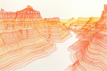 Poster - Surreal colorful landscape inspired by Grand Canyon. rock formations. Abstract colorful background image. Created with Generative AI technology