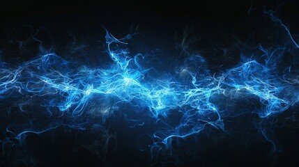 Poster - Blue electrical impulses mimic a neural network's synaptic storm, perfect for themes of neuroscience, AI development, or modern digital artwork