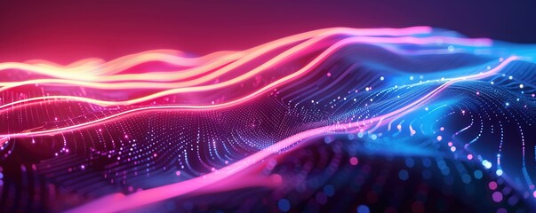 Poster - Abstract background of glowing neon lights in alpha shaped lines