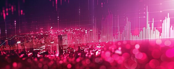 Wall Mural - Bold Pink financial Graph on Isolated Background