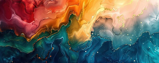 Wall Mural - Colorful alcohol ink abstract background