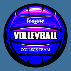 Wall Mural - Stylish volleyball ball. Colored template for sports background. Vector illustration