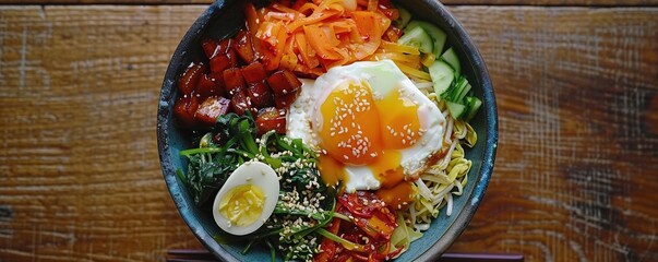 Wall Mural - Overhead view of food served in bowl on table