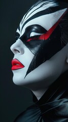 Wall Mural - Striking portrait of a person with futuristic makeup