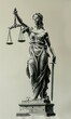 The image showcases the iconic Lady Justice statue holding balanced scales and a sword, symbolizing the fair and equal administration of the law without corruption, avarice, or prejudice