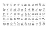Fototapeta Nowy Jork - Types of Industries outline icons. Vector illustration
