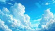 A serene and uplifting depiction of a clear blue sky filled with numerous fluffy white clouds bathing in abundant sunshine Perfect for backgrounds and nature themes